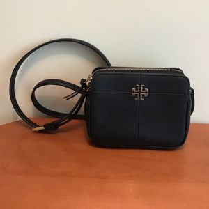 Tory Burch Ivy Micro Black Leather Crossbody Bag